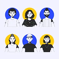 卡通手绘人物头像用户角色职业头像图标插图插画Ai矢量设计素材-淘宝网