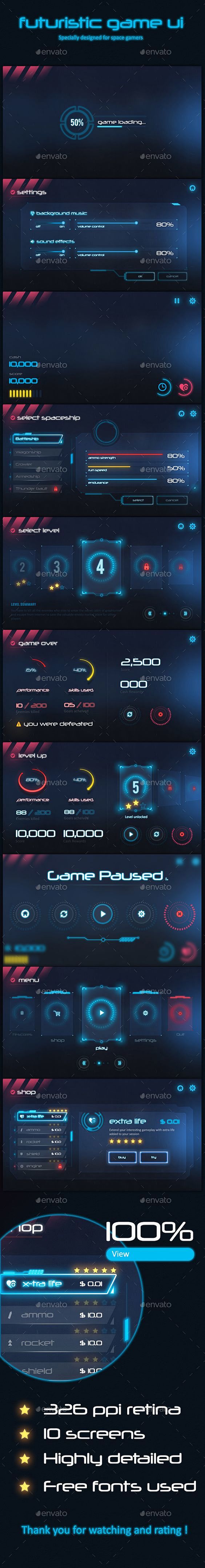 Futuristic Game Ui D...