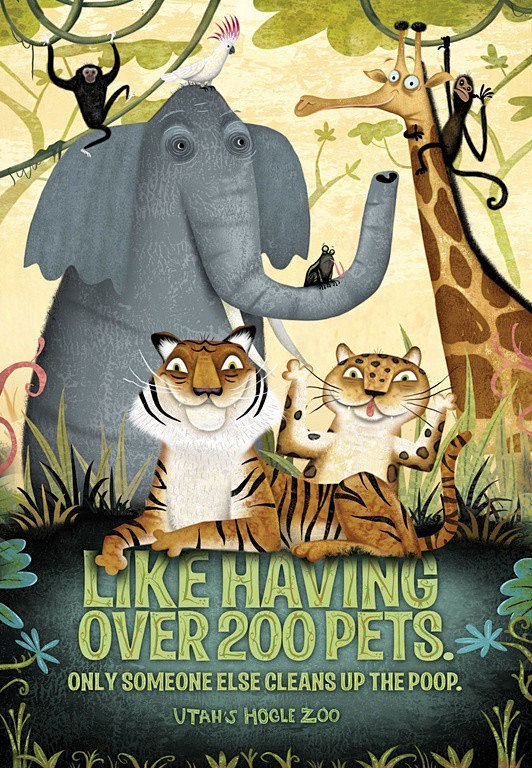 插画 很有创意的动物园手绘海报