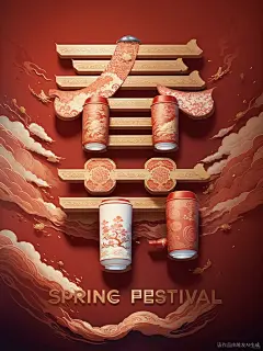 我用潮牌茶饮的模型快速生成春节海报初稿