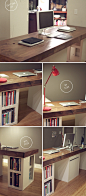 wood-office-desk-DIY @Tyler Recker this is what I envision for our living room desk... this exact desk ;) #办公#