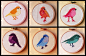 Pink Handmade Ombre Birds Mini Cross Stitch by FawnandSquirrel