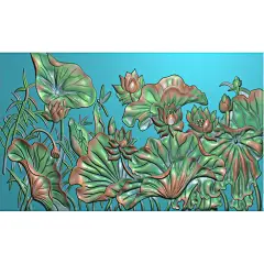 Y-040精雕图灰度浮雕图雕刻荷鱼