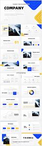 【商务】蓝色黄色撞色总结汇报&公司介绍&工作通用模PPT模板由zjpalette设计制作，共21页，属于静态PPT模板，支持16:9显示，评价高达4.8分（满分5），非常精美实用的PPT模板，欢迎购买下载使用。