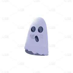 手绘万圣节惊讶鬼魂可爱贴纸