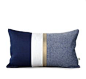 Metallic Gold Stripe Pillow Cover in Navy and Cream - Modern Home Decor by JillianReneDecor - Chambray - Colorblock - Nautical Pillow