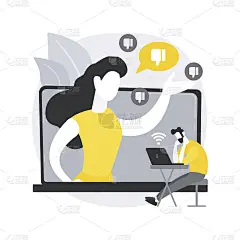 网络批评抽象概念矢量插图。