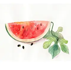 西瓜 涂鸦 水彩 插画 手绘美食 素材