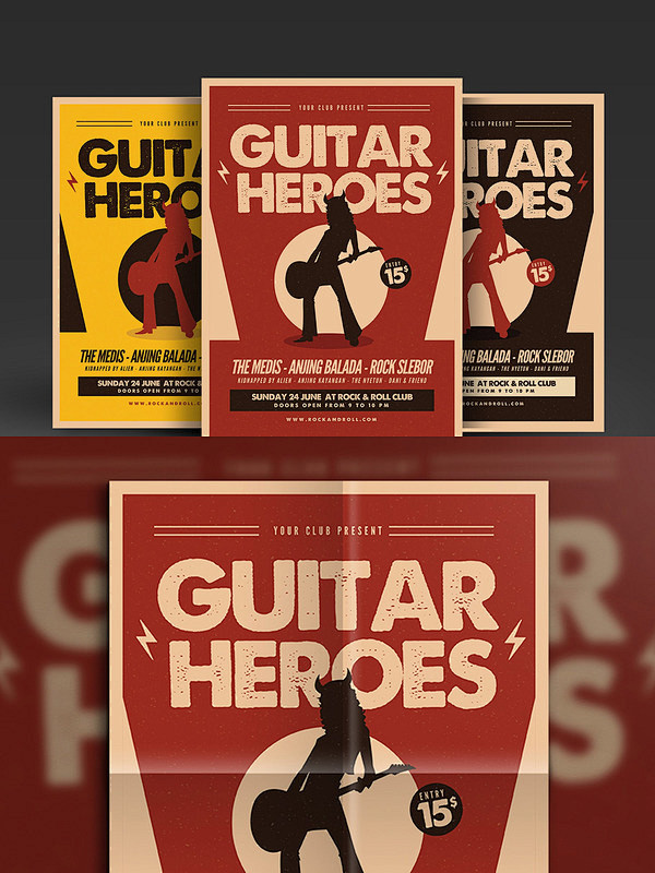 吉他音乐活动海报设计模板 Guitar ...