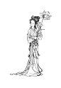 古代仕女工笔画线稿