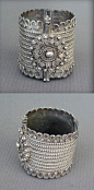 Northern Yemen | Old silver Bedouin hinged bracelet. Beautiful granulation and appliqués workmanship representing the renowned art of the Yemeni Jewish silversmiths. Excellent alloy of silver. | 210$ ~ Sold: 