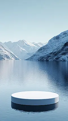 湖泊雪地大理石展台背景1_01