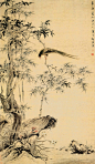 桂树山雉图  轴 绢 设色  1742年   上海博物馆藏