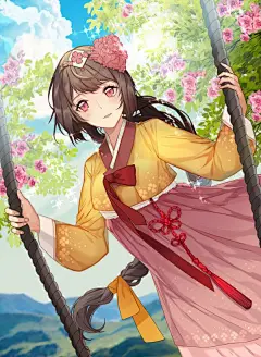 二次元古风动漫少女：南风过境 十里春风 不如你