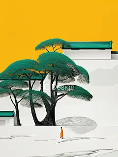 Midjourney 配色·墨绿土黄｜国风