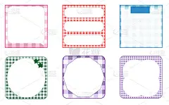 集的彩色复古格子备忘录，计划表，记事本，纸，便利贴，提醒，日记。可爱，简单，可打印