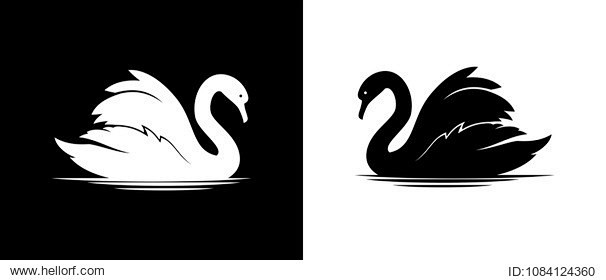 Vector swan silhouet...