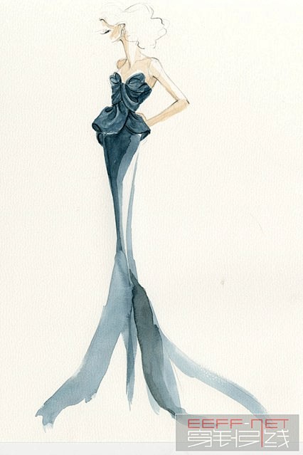 奢华时尚大师们给迪士尼公主设计的服装手稿...