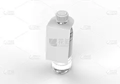 空白瓶弹出颈吊推广标签标签品牌，3d渲染插图。