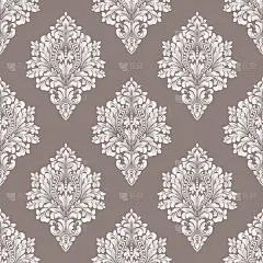 矢量缎无缝模式背景。古典奢华的老式锦缎装饰，皇室维多利亚无缝纹理的壁纸，纺织品，包装。精美的花卉巴洛