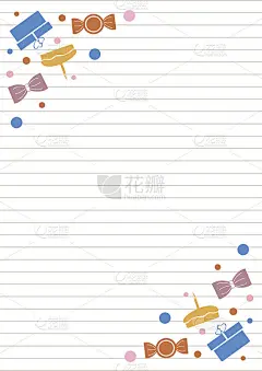 矢量空白的信件或贺卡。白色的纸形成彩色的礼物，糖果，线和边界。A4格式大小。