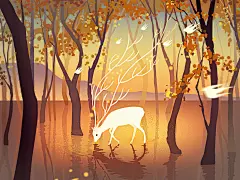 梦幻小鹿插画