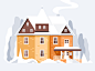 Winter House yellow house winter 树 hiwow illustrations