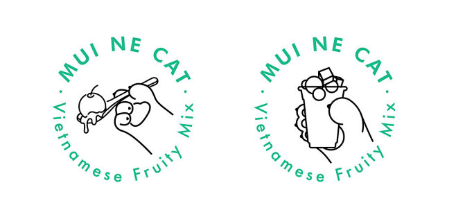 美奈的猫越式新水果捞品牌形象logo设计...