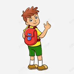 手绘卡通背书包上学小男生矢量图 免抠png 设计图片 免费下载 页面网页 平面电商 创意素材