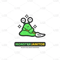 green slime monster janitor cleaner logo icon