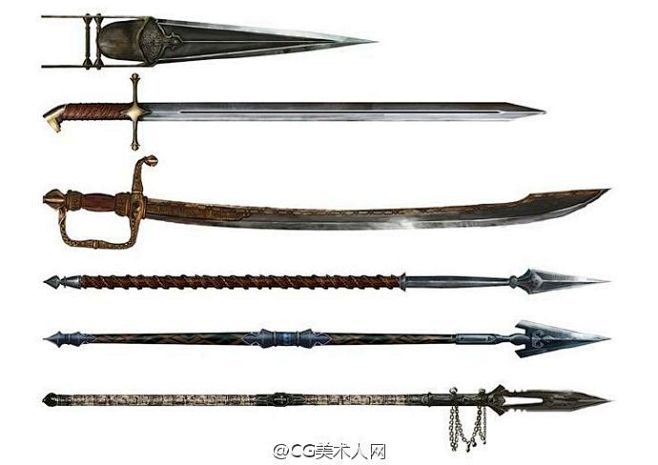 绘画素材各式冷兵器参考