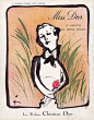 一组古早Miss Dior香水的插画广告。绝妙之处在于善用留白给人以遐想的空间，迷人、撩人。 ​​​​