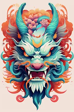 AI数字艺术龙年龙头中国龙插画元素-众图网