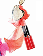 Giorgio #Armani Rouge Ecstasy lipstick in 300 Pop; silk scarf by Giorgio Armani.