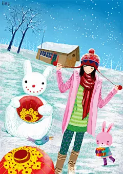 兔年插画@画儿晴天收集_花瓣 兔年插画合集 56幅兔子和人物组合的插画 画儿晴天王净净 (47)_4919097309.jpg