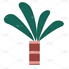 盆栽平面插图上白色