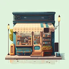 店铺门面卡通插画矢量图设计素材