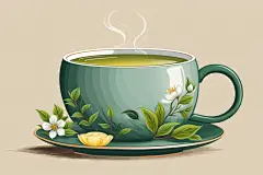 手绘文艺嫩绿清洌茶叶插画
