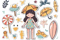 夏季元素绘画贴纸