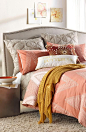 Adore the chevron pattern on this coral bed set.