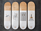 Amigos Winter 2016 Boards : Winter 2016 board graphics for Amigos. Black and white inks on natural wood stain.