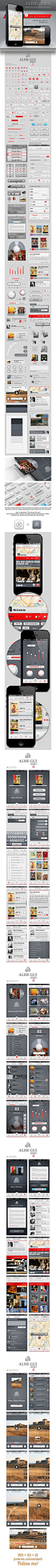 digital / Alise iPhone GUI Pack / for Retina Display by Vadim Pleshkov, via Behance ??? Alise GUI...