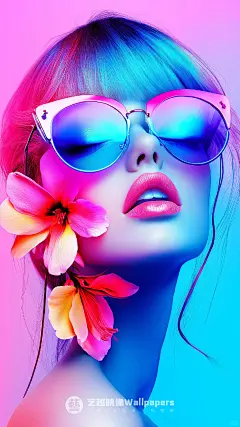 手机壁纸#D427丨粉蓝色系清凉夏日少女 - 小红书