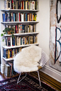 On the perils of mixed-message spaces: When you’re living in an open plan environment, it’s helpful to underline what each space is for. The bedroom should say, THIS IS THE SLEEPING AREA. The dining room is for eating. The living room is soft and comfy. I