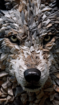 Close-up, Abstract, Wolf face built out of 3-dimensional Geode Crystalline and Herringbone shapes, sfumato, arcane atmosphere, immortalized by renowned wildlife photographer Andy Rouse