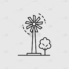 风车线图标孤立的白色背景。绿色能源的概念。海报、标签、宣传册的设计元素。矢量图