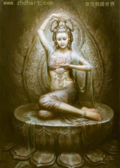 哪吒VP采集到曾浩画的敦煌飞天美女