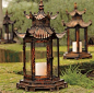 Pagoda Hurricane Lamps: 