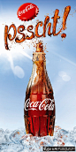 海报灵感 可口可乐创意合成海报 冰块元素可口可乐海报 可乐字可口可乐创意合成海报 动感海报图  