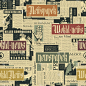 seamless pattern with a collage of newspaper clipp